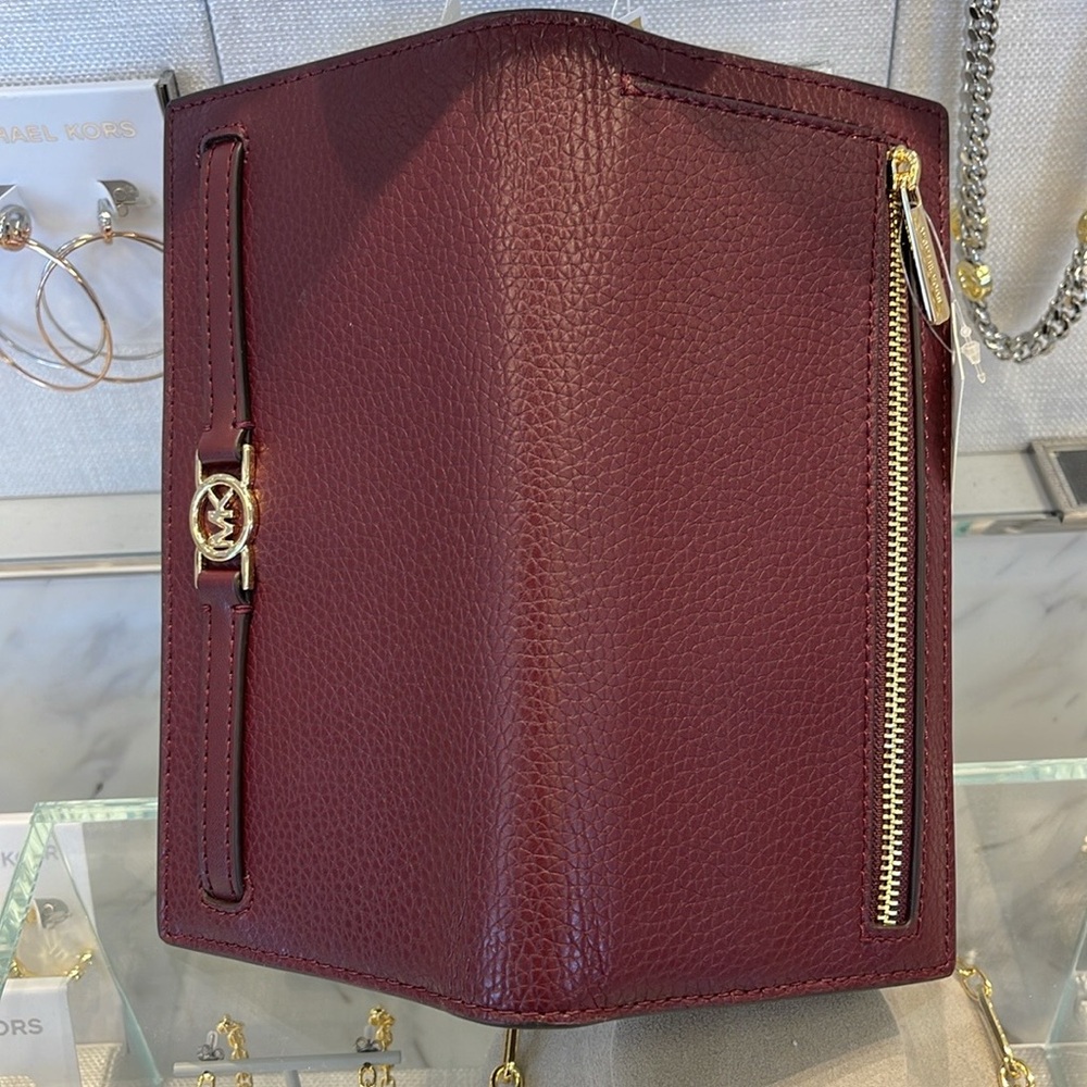 Michael Kors Reed Large Bifold Pebbled Leather Snap Wallet Card Case 
Oxblood - Picture 7 of 16